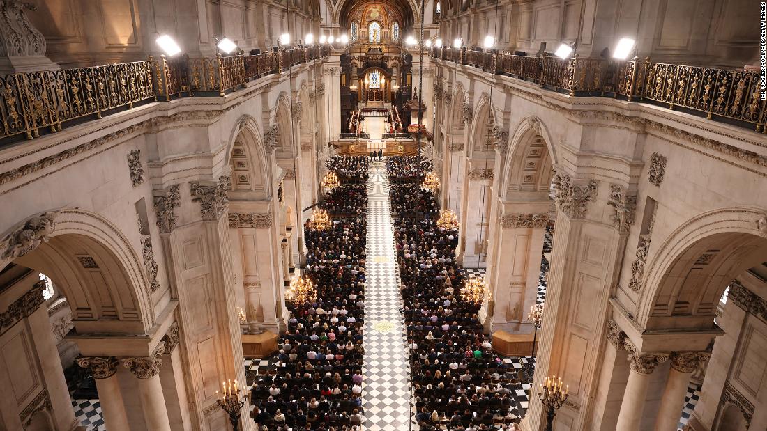 A service in honor of Queen Elizabeth II is held at St Paul&#39;s Cathedral in London on Friday.