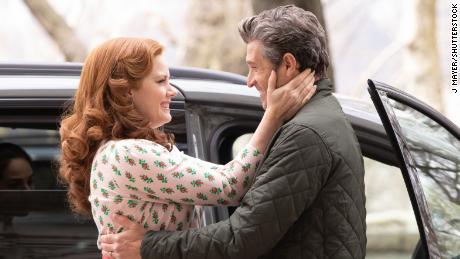 Amy Adams and Patrick Dempsey film a scene in &#39;Disenchanted.&quot;