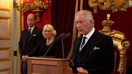 The Principal Proclamation reading in London&#39;s St. James&#39;s Palace to officially proclaim Charles as King Charles III, on Saturday, September 10. 