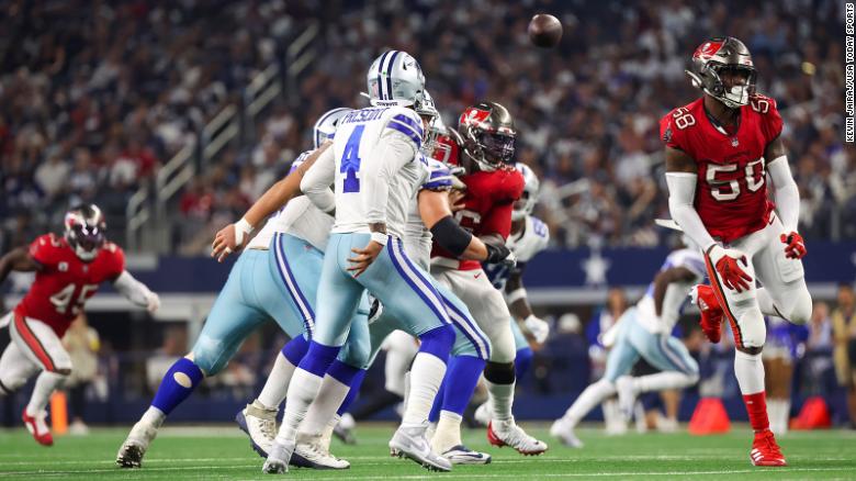 Dallas Cowboys quarterback Dak Prescott out for ‘several weeks’ with thumb injury suffered in loss to Tom Brady and Tampa Bay Buccaneers