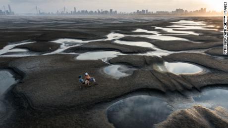 Parts of the Yangtze River dried up from the intense heat.
