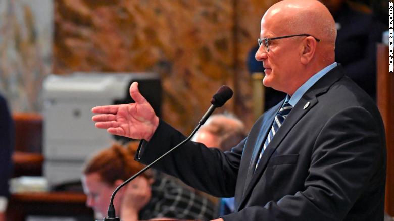 Rep. Danny McCormick, R-Oil City, speaks on his bill, HB813, concerning abortion during legislative session, Thursday, May 12, 2022, in the House Chambers of the Louisiana State Capitol in Baton Rouge, La. (Hillary Scheinuk/The Advocate via AP)