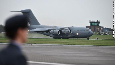 The C-17 pictured landing at RAF Northolt.