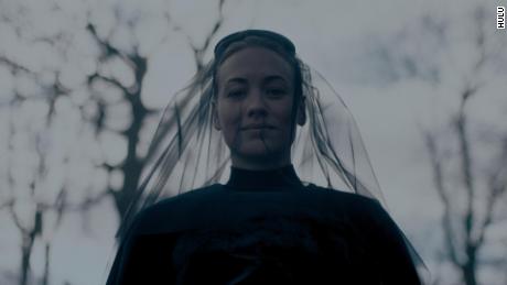 Yvonne Strahovski as Serena Joy Waterford is shown in a scene from the fifth season of &quot;The Handmaid&#39;s Tale.&quot;