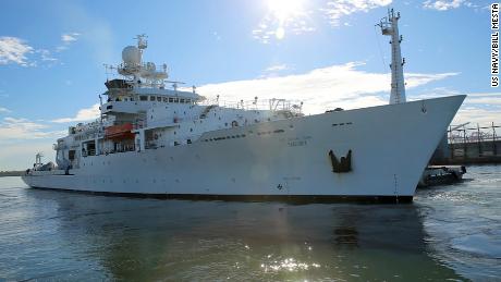 Military Sealift Command's oceanographic survey ship USNS Maury (T-AGS 66) pulls into Naval Station Norfolk. 