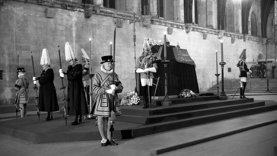 The King&#39;s coffin lies in state at Westminster Hall.
