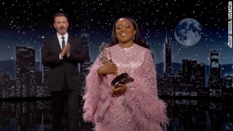 Emmy winner Quinta Brunson interrupts Jimmy Kimmel's monologue