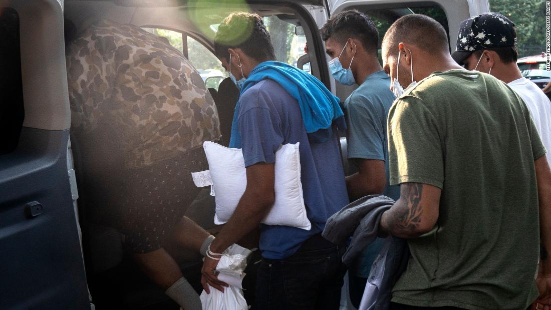 Migrants wait to be transported to a local church after buses dropped them off at the US Naval Observatory in Washington, DC, on Thursday, September 15. Texas Gov. Greg Abbott says &lt;a href=&quot;https://www.cnn.com/2022/09/15/us/migrants-kamala-harris-house-dc/index.html&quot; target=&quot;_blank&quot;&gt;his state intentionally sent two buses of migrants&lt;/a&gt; to Vice President Kamala Harris' residence in the nation's capital — resulting in Thursday morning's arrival that surprised volunteers who said they weren't prepared to receive them at that site.