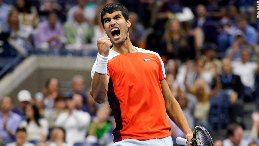 Carlos Alcaraz reacts after winning a point in the US Open final against Casper Ruud on Sunday, September 11. &lt;a href=&quot;https://www.cnn.com/2022/09/11/tennis/us-open-mens-final-carlos-alcaraz-casper-ruud-spt-intl/index.html&quot; target=&quot;_blank&quot;&gt;Alcaraz defeated Ruud&lt;/a&gt; to win his first-ever Grand Slam title. The 19-year-old is now the youngest world No. 1 since the ATP rankings began in 1973.