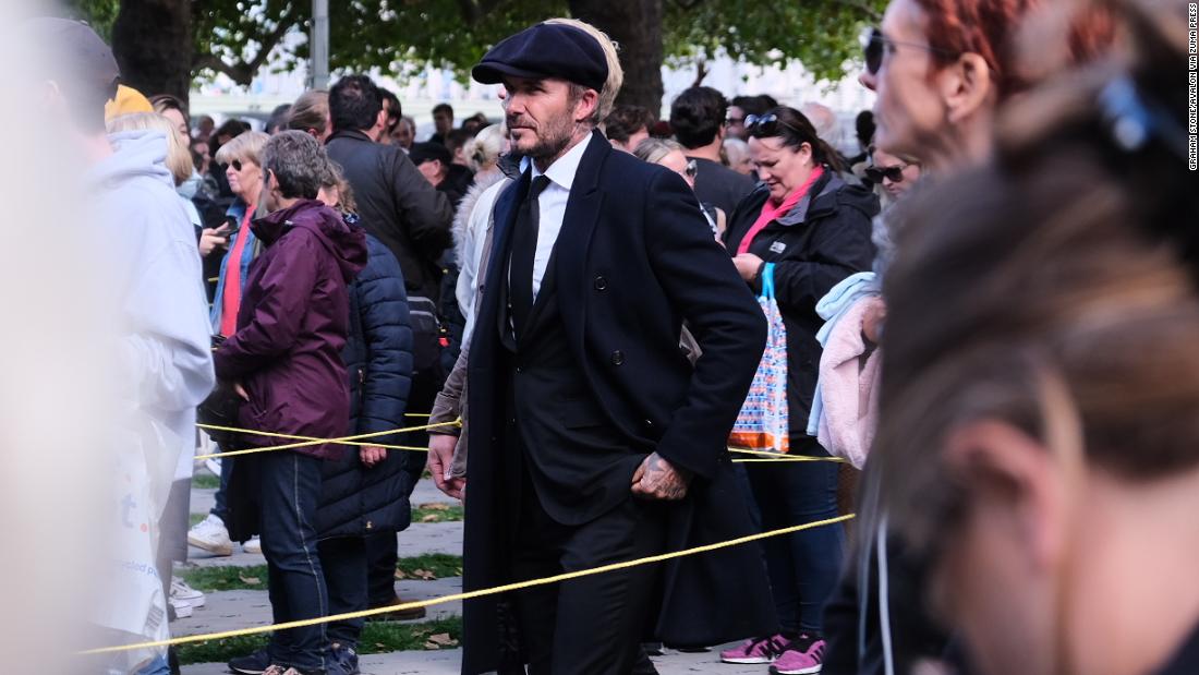 England football legend David Beckham spotted in The Queue for Queen Elizabeth II