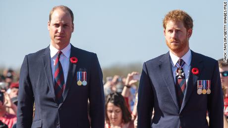 Prince William and Prince Harry arrive at the Canadian National Vimy Memorial  in Vimy, France on April 9, 2017.