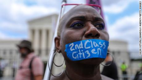 Abortion rights demonstrators gathered outside the US Supreme Court after the overturning of Roe v. Wade.