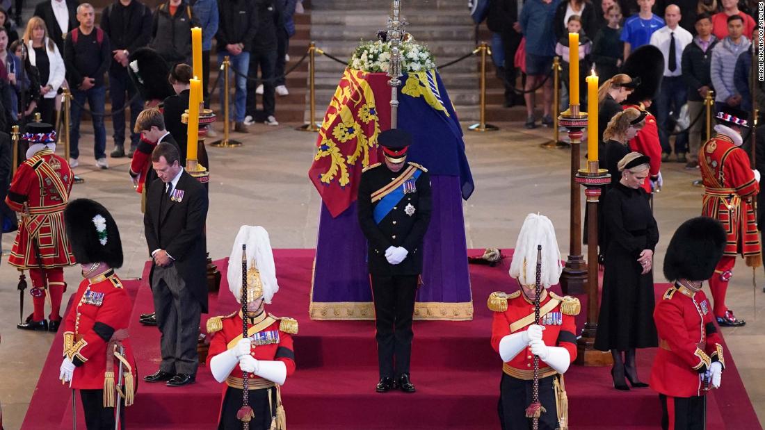 The brothers stood watch for 15 minutes over the Queen's coffin in Westminster Hall