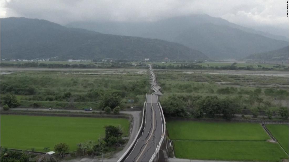 Drone footage shows scale of destruction after Taiwan earthquake