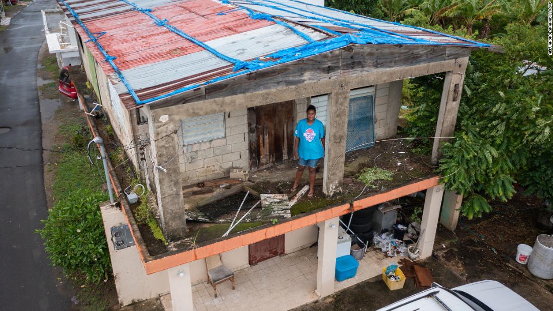Jetsabel Osorio stands in her house in Loíza on Saturday, September 17. It was damaged five years ago by Hurricane Maria.