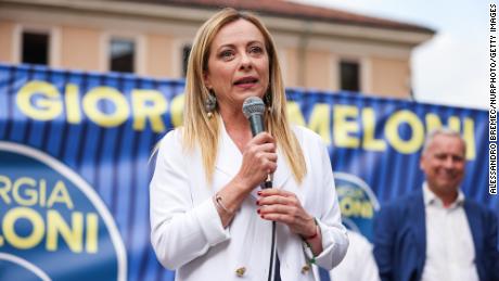 Brothers of Italy party leader, Giorgia Meloni, attends an election rally in Rome, in May this year.