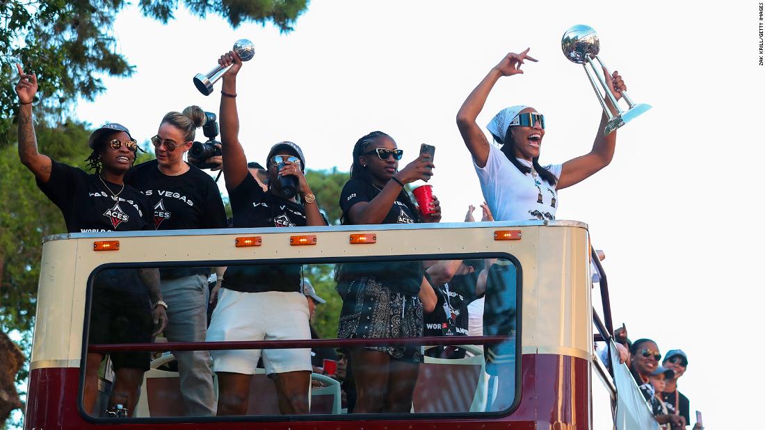 Las Vegas Aces celebrate WNBA title in style with championship parade on the Strip