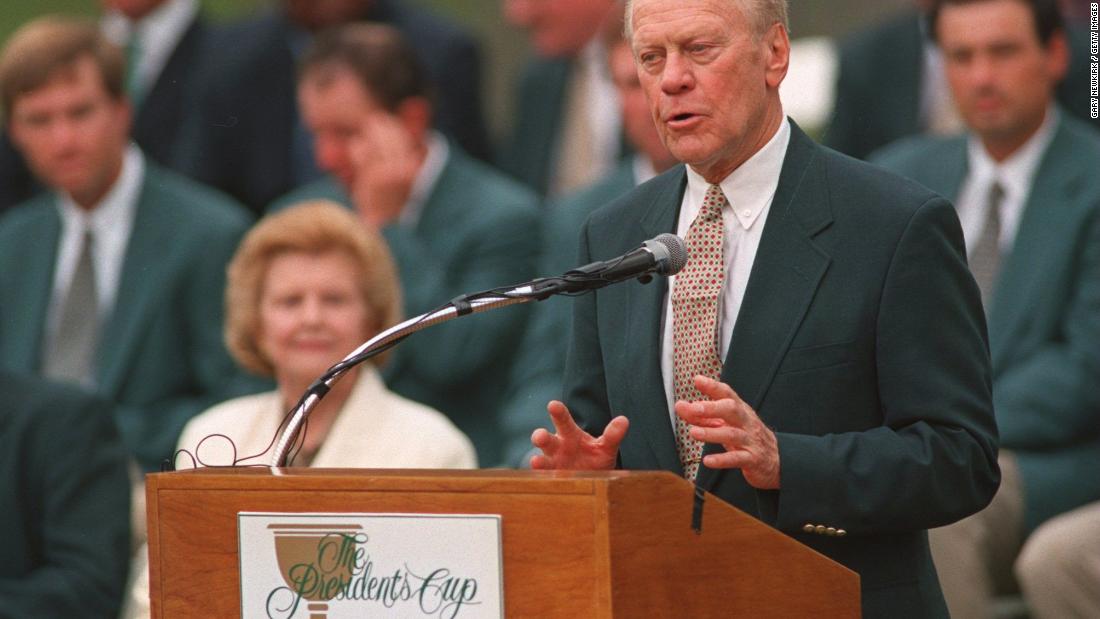 Former US President Gerald R. Ford (pictured) served as the honorary chairman for the inaugural Presidents Cup, hosted at Robert Jones Trent Golf Club in Gainsville, Virginia in September 1994.