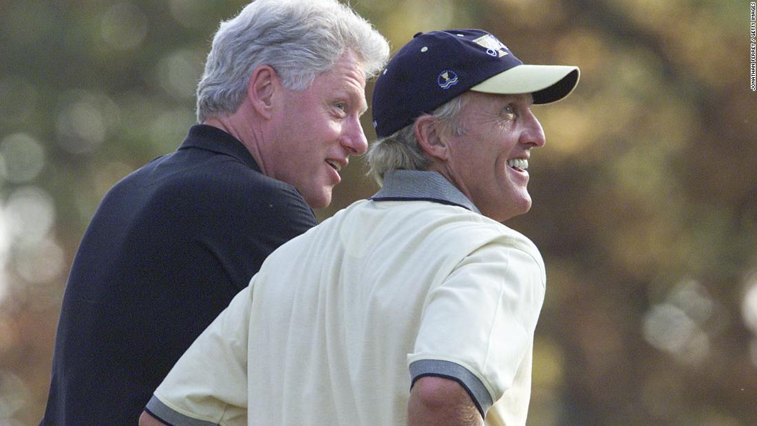 It was back to Virginia for the 2000 Presidents Cup, as US Captain Ken Venturi oversaw a commanding 21.5 - 10.5 victory over Thomson&#39;s side. Two-time Open champion Greg Norman (R) featured again for the International Team, with 42nd US President Bill Clinton (L) the event&#39;s honorary chairman.