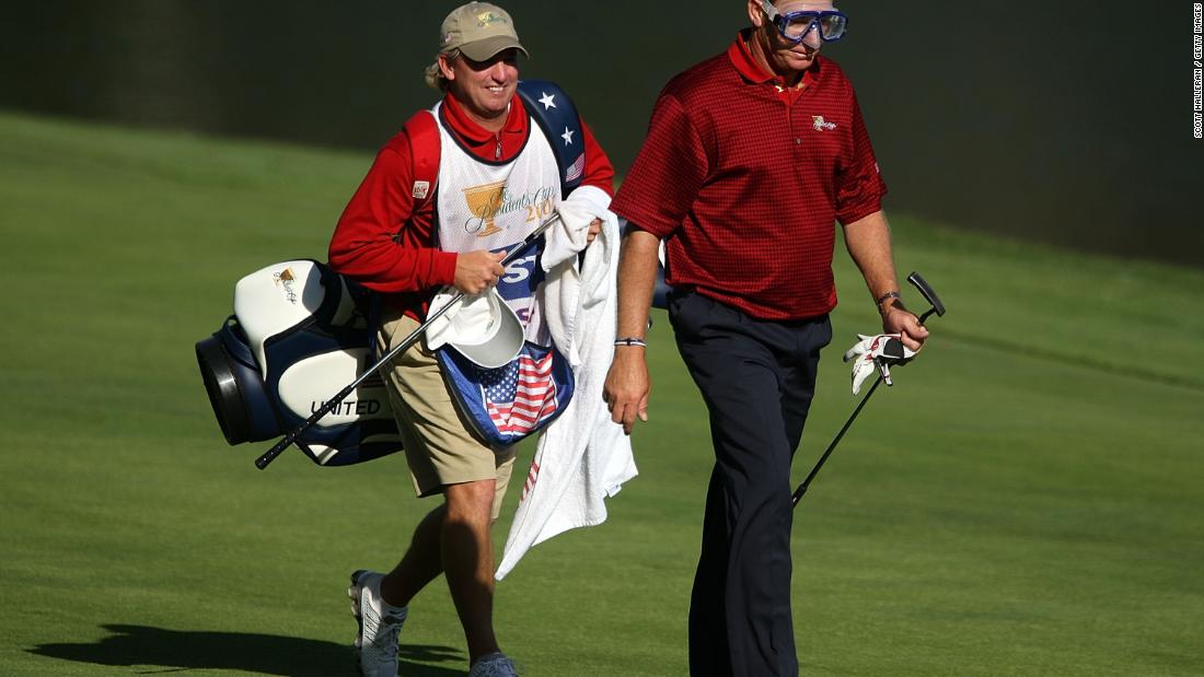 US player Woody Austin walked to the 14th green in a dive mask on the final day of the 2007 Presidents Cup (a reference to the fact that he&#39;d fallen in the water earlier in the tournament), as his team swam to a leisurely 19.5 - 14.5 win at Royal Montreal Golf Club in Quebec, Canada.