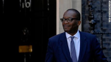 British Chancellor of the Exchequer Kwasi Kwarteng walks in front of 10 Downing Street in London, Britain, on September 6, 2022. 