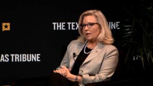 GOP Rep. Liz Cheney said at the Texas Tribune festival that if former President Donald Trump becomes the Republican party&#39;s nominee for president in 2024, she will not remain a Republican.  (CNN)