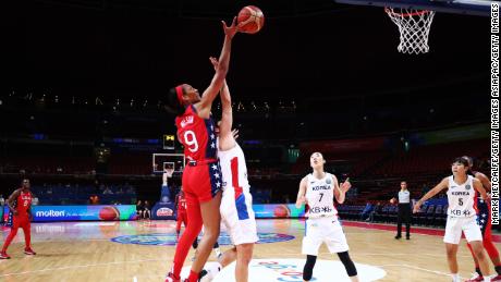Wilson in action during the Women&#39;s Basketball World Cup Group A match between Korea and USA.