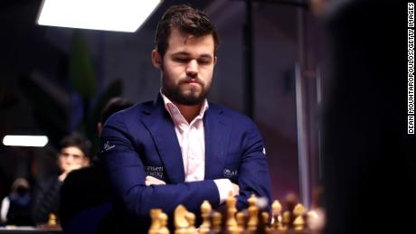 Magnus Carlsen of Norway competes against Daniil Dubov of Russia during the 82nd Tata Steel Chess Tournament on January 16, 2020.