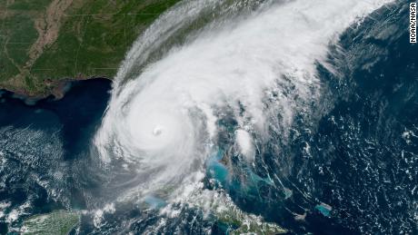 A satellite image shows Hurricane Ian approaching Florida last year. 