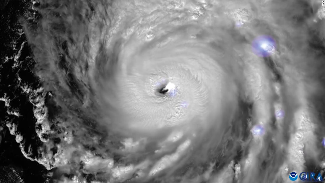 Watch: Satellite images of Hurricane Ian show lightning around its eyewall – CNN Video
