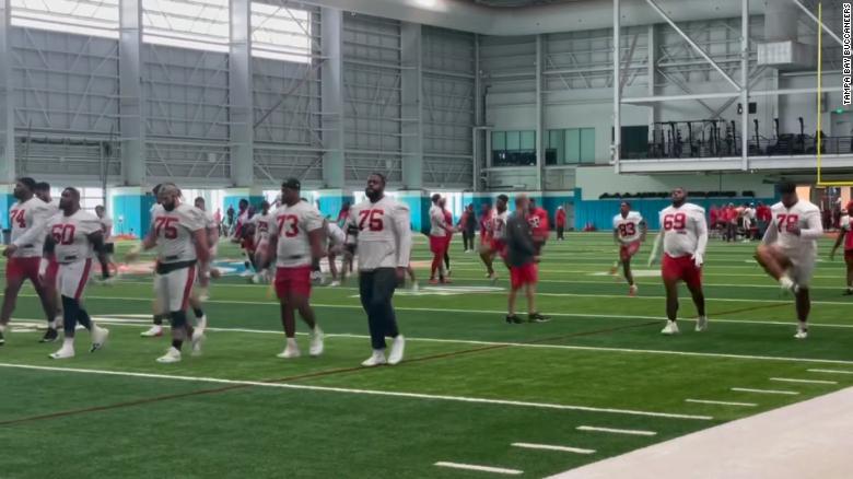 The Tampa Bay Buccaneers practice at the Miami Dolphins&#39; facility. 