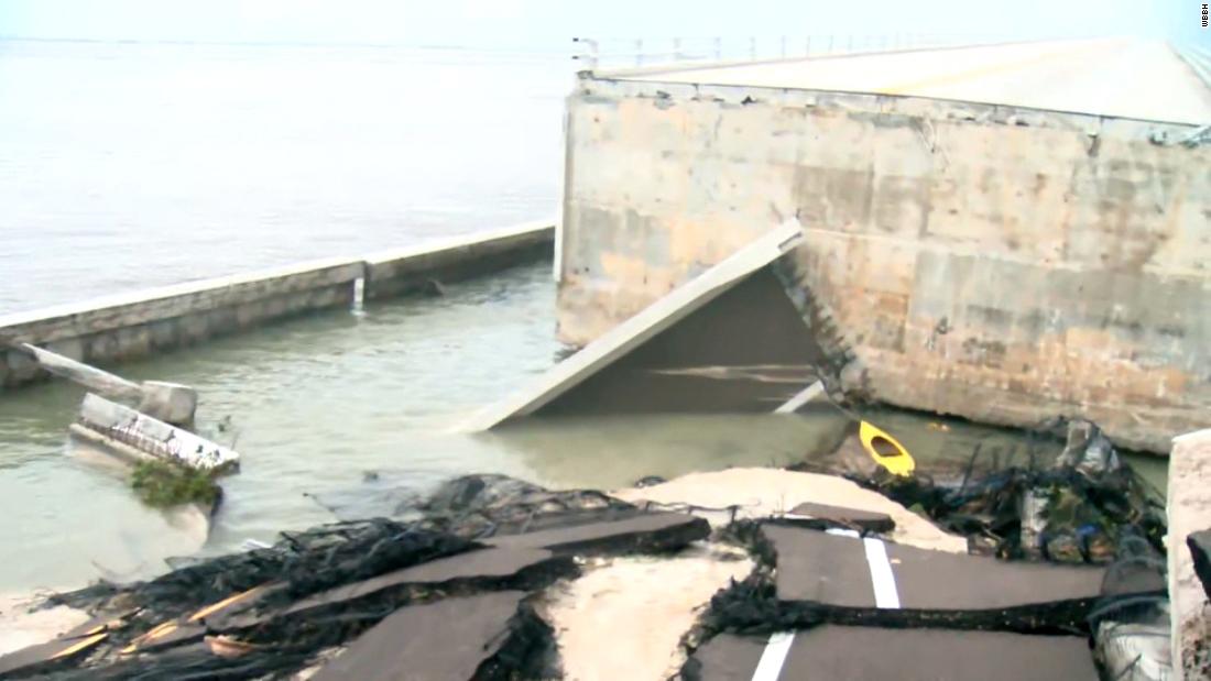 Hurricane Ian damage: Causeway connecting Florida mainland to island crumbled into ocean – CNN Video