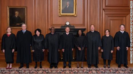 Ketanji Brown Jackson joins the rest of the Supreme Court justices for a photo on Friday.