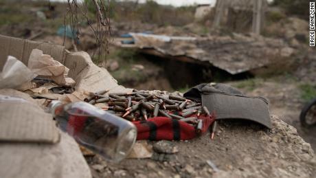 Discarded bullets at an abandoned Russian checkpoint on the outskirts of Lyman, Ukraine, on October 2, 2022.