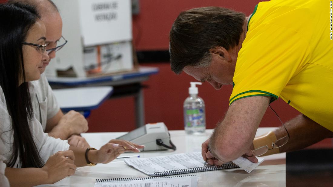 Incumbent Brazilian President Jair Bolsonaro votes in the general election in Rio de Janeiro, Brazil, on October 2.