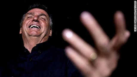 Bolsonaro speaks after the results of the first round at the Alvorada Palace in Brasilia.