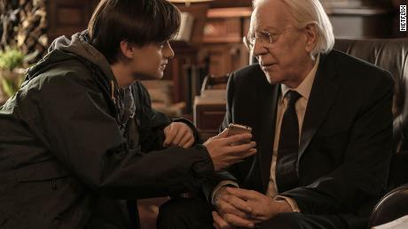 Jaeden Martell and Donald Sutherland in the Stephen King adaptation &#39;Mr. Harrigan&#39;s Phone.&#39;