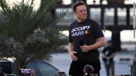 BOCA CHICA BEACH, TX - AUGUST 25: SpaceX founder Elon Musk walks on stage during a T-Mobile and SpaceX joint event on August 25, 2022 in Boca Chica Beach, Texas. The two companies announced plans to work together to provide T-Mobile cellular service using Starlink satellites. (Photo by Michael Gonzalez/Getty Images)