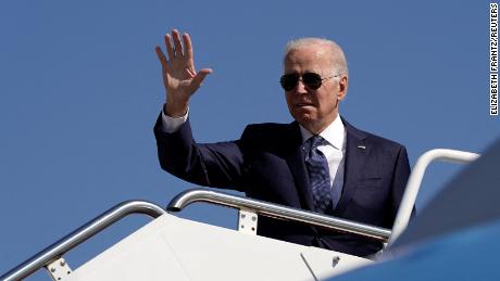 President Joe Biden boards Air Force One en route to Hagerstown from Joint Base Andrews, Maryland, U.S., October 7, 2022. 