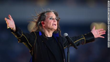 Singer Ozzy Osbourne performs at halftime during the NFL game between the Buffalo Bills and the Los Angeles Rams on September 8, 2022, at SoFi Stadium in Inglewood, CA.
