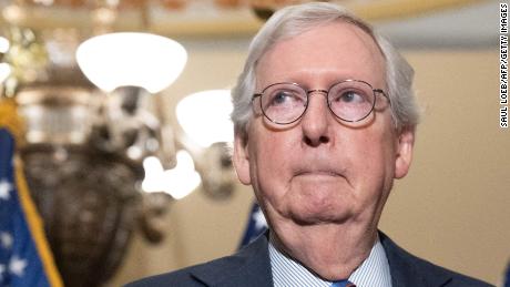 US Senate Minority Leader Mitch McConnell, Republican of Kentucky, speaks during a press conference following the weekly Republican caucus luncheon at the US Capitol in Washington, DC, September 28, 2022. (Photo by SAUL LOEB / AFP) (Photo by SAUL LOEB/AFP via Getty Images)