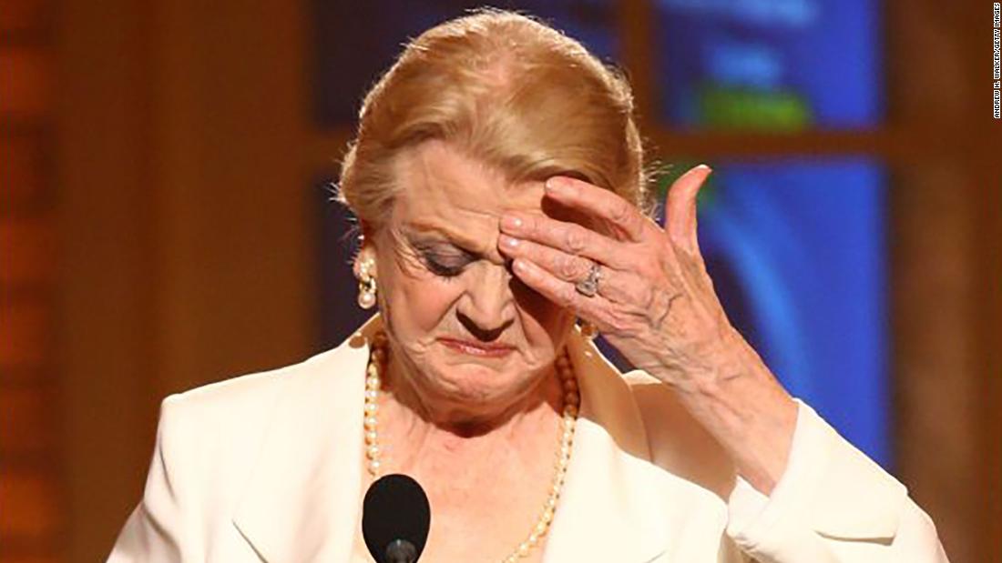 Lansbury accepts the Tony Award in 2009 for her role in the play &quot;Blithe Spirit.&quot;
