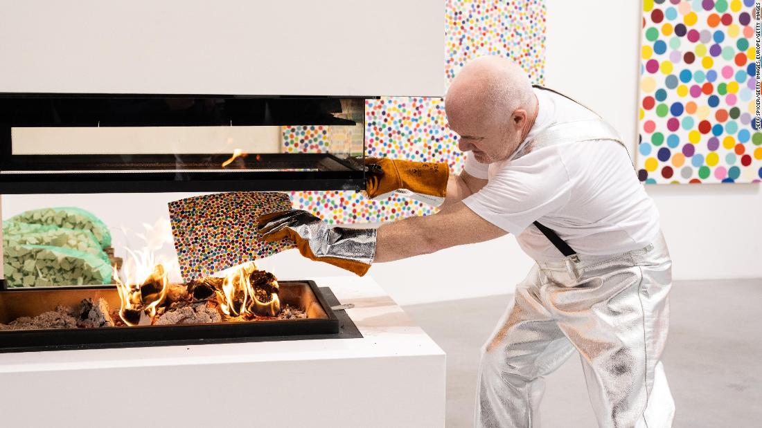 Watch: Damien Hirst burns his art in NFT project – CNN Video
