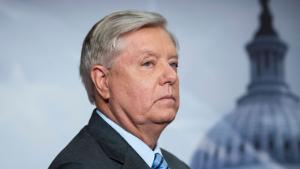 Senator Lindsey Graham (R-S.C.) listens during a press conference on refusing Russian annexation of portions of Ukraine, at the U.S. Capitol, in Washington, D.C., on Thursday, September 29, 2022. 