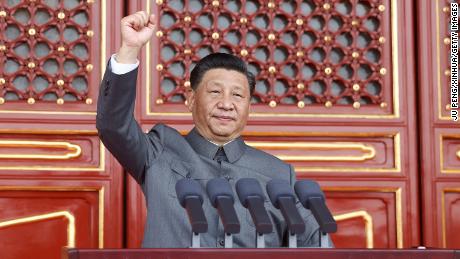 Chinese leader Xi Jinping delivers a speech marking the 100th anniversary of the Communist Party in Beijing.