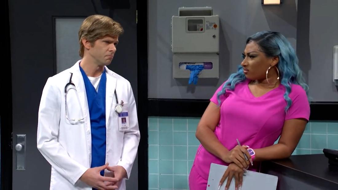 Megan Thee Stallion spoofs US healthcare in ‘SNL’ hot girl hospital sketch – CNN Video