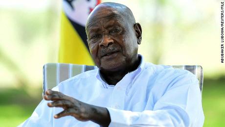 Uganda&#39;s President Yoweri Museveni speaks during a Reuters interview at his farm in Kisozi settlement of Gomba district, in the Central Region of Uganda, January 16, 2022. (Abubaker Lubowa/Reuters)