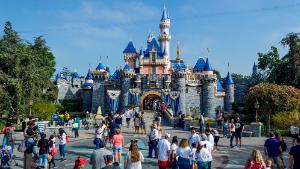 Visitors to Disneyland in front of Sleeping Beauty Castle inside Disneyland in Anaheim, CA, on Friday, September 3, 2021. (Photo by Jeff Gritchen/MediaNews Group/Orange County Register via Getty Images)