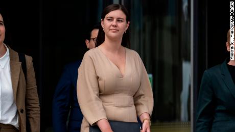Brittany Higgins leaves court on October 14, 2022 in Canberra, Australia.