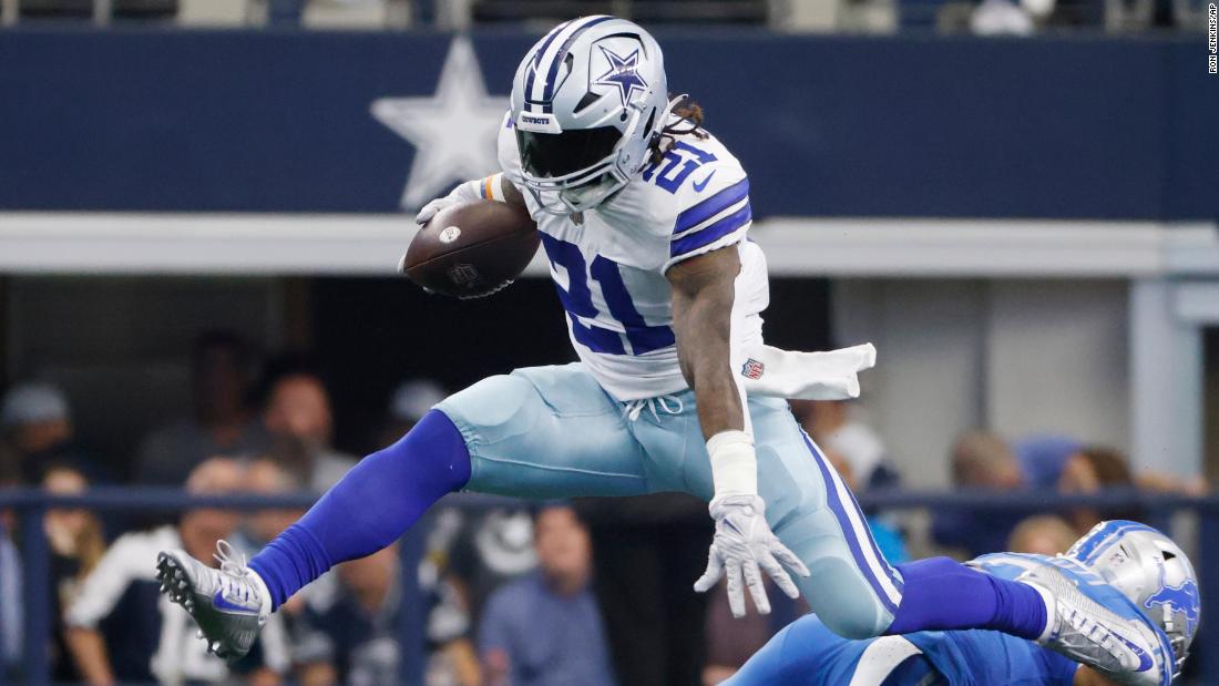 All eyes might have been focused on quarterback Dak Prescott&#39;s return but Dallas Cowboys running back Ezekiel Elliott — here hurdling Detroit Lions safety DeShon Elliott — stole the show with two rushing TDs to help America&#39;s Team to a 24-6 win over Detroit.